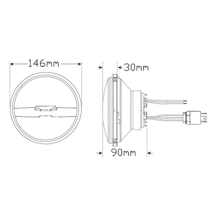 LED Autolamps 5 3/4"" Headlight High/Low/Front 3 Pin Plug Twin Pack HL146