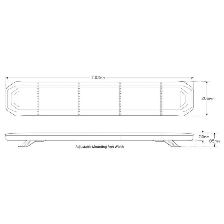 LED Autolamps Emergency Light Bar Amber LED with Clear Lens 1103mm LB1103ACM