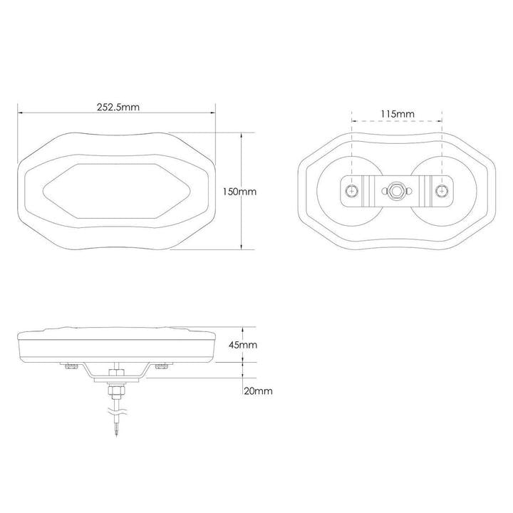 LED Autolamps Class 1 Quad Flash Emergency Mini Light Bar Amber LED with Clear Lens 252mm LB252ACM