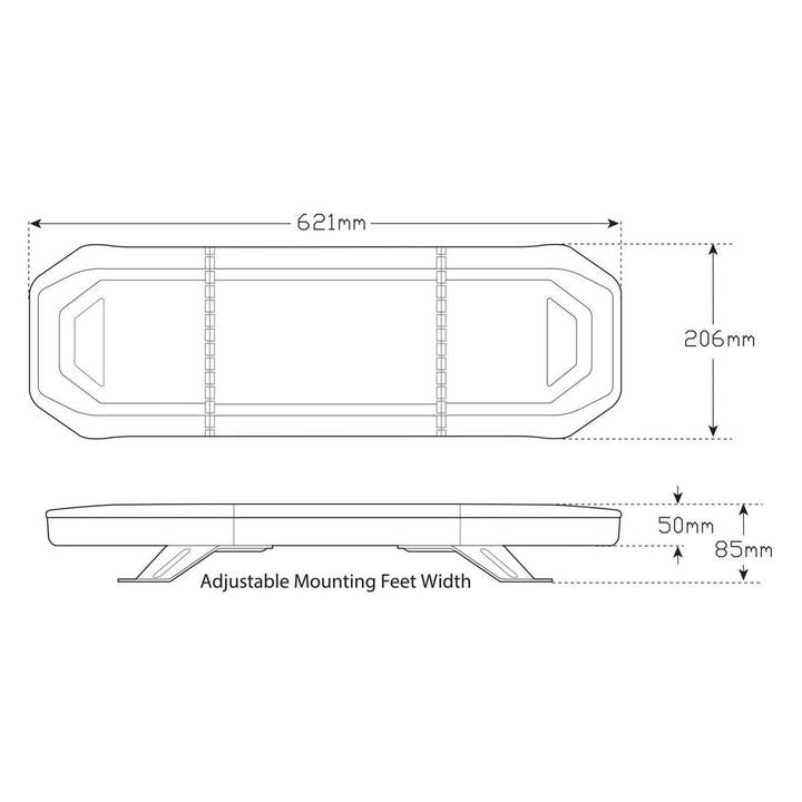 LED Autolamps Emergency Light Bar Amber LED with Clear Lens 621mm LB621ACM
