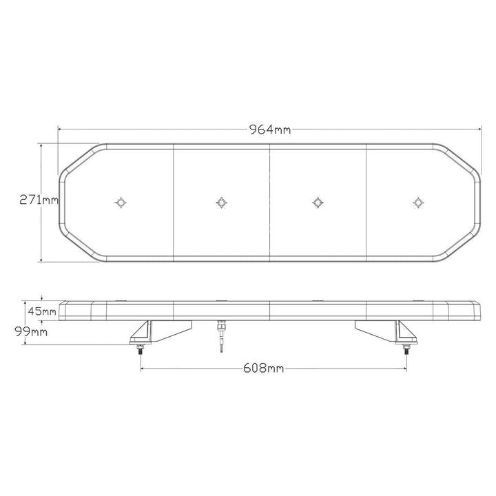 LED Autolamps Emergency Light Bar Amber LED with Clear Lens 964mm LB964ACM