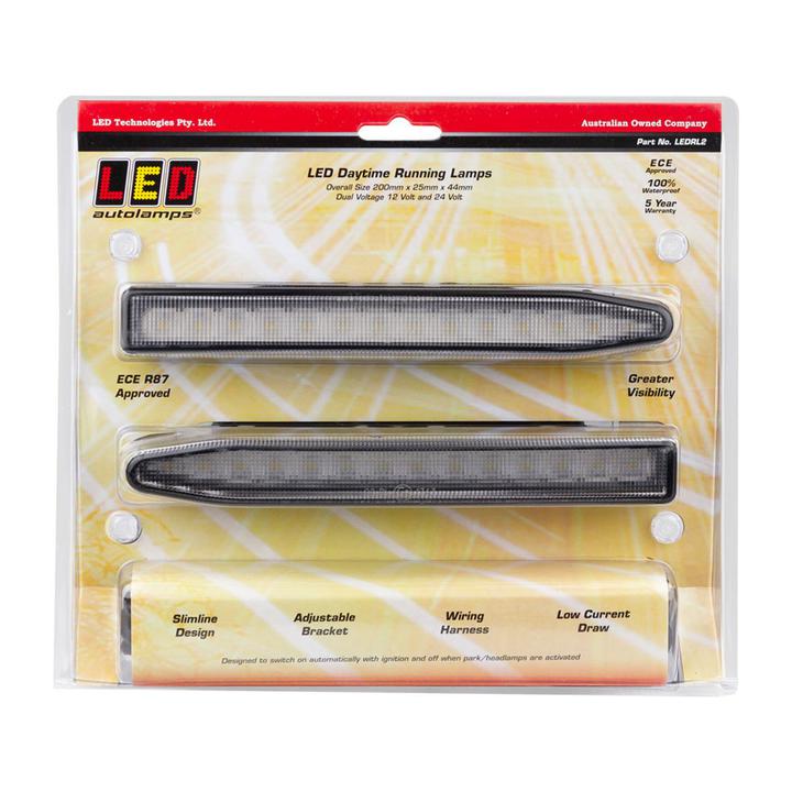 LED Autolamps Daytime Running Lamp IP67 12-24V with Harness Kit Twin Blister LEDRL2