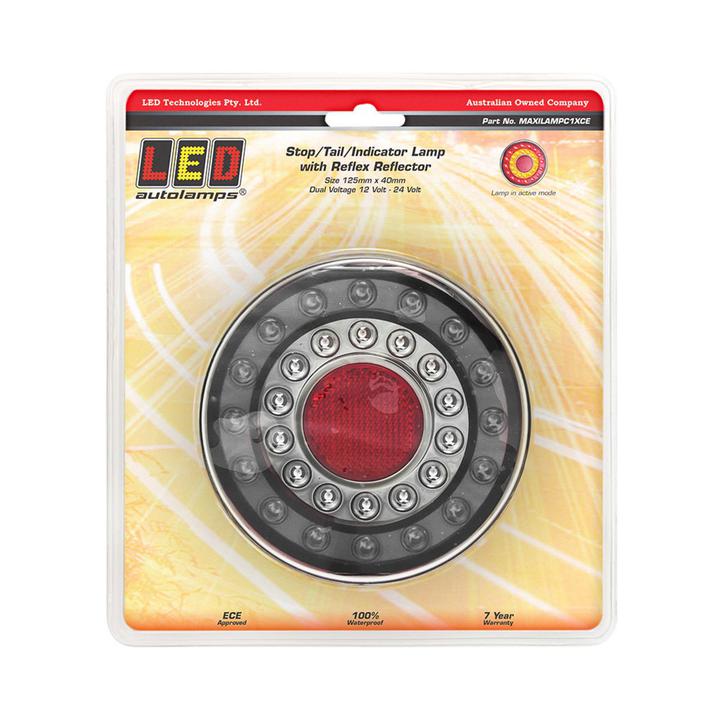 LED Autolamps Stop/Tail/Indicator/Reflector LED Maxilamp Light Black Chrome 12-24V MAXILAMPC1XCE