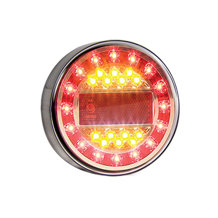 LED Autolamps Stop/Tail/Indicator/Reflector LED Maxilamp Round Light Black Chrome 12-24V MAXILAMPC1XRE