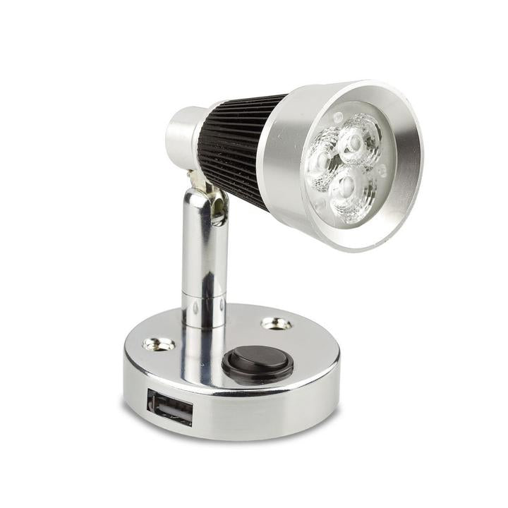LED Autolamps Reading Lamp Silver with USB 140 Effective Lumen 12V RL60B-USB
