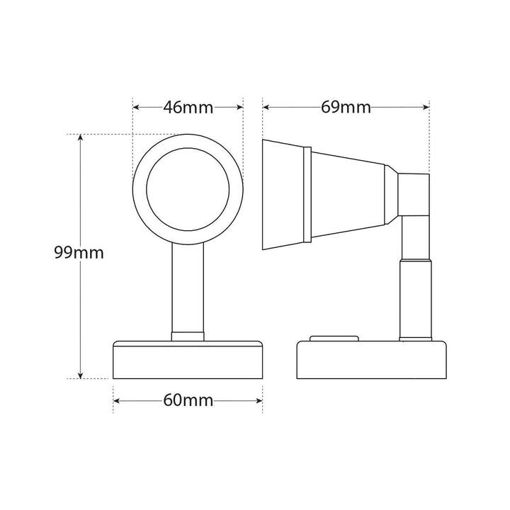 LED Autolamps Reading Lamp Black with USB 140 Effective Lumen 12V RL60BLKB-USB