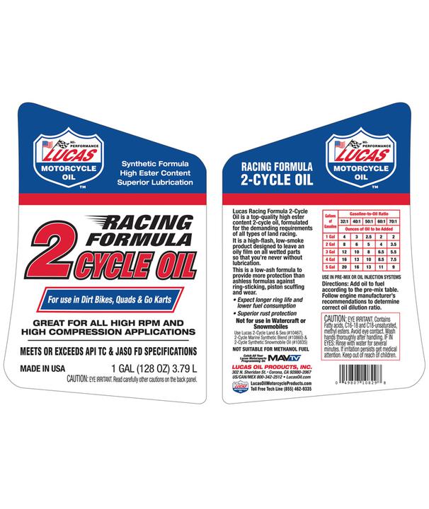 Lucas Racing Formula Synthetic 2-Cycle Oil 3.79L 10829