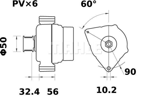 MAHLE Alternator 12V 120A MG 170