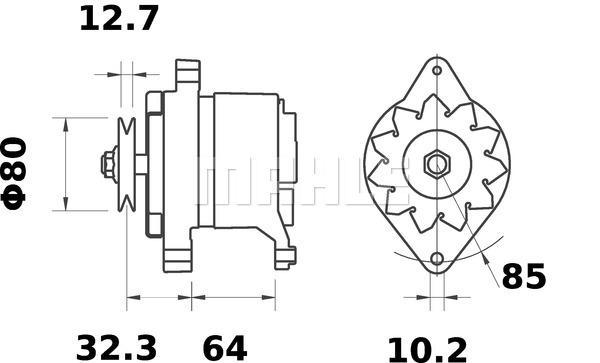 MAHLE Alternator 12V 80A MG 355