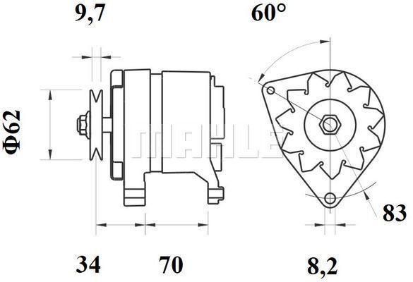 MAHLE Alternator 12V 34A MG 372