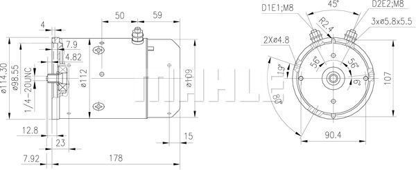 MAHLE DC Motor 24V 1.8Kw CW MM 104