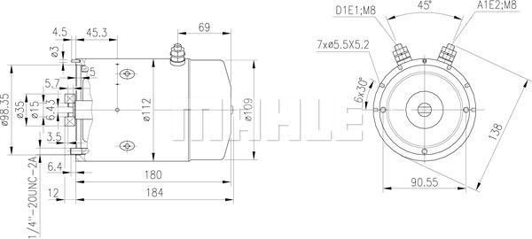 MAHLE DC Motor 12V 2.1Kw CCW MM 106