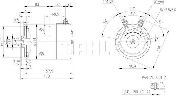MAHLE DC Motor 24V 2.2Kw CW MM 168