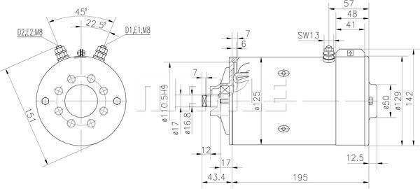 MAHLE DC Motor 24V 3.0Kw CW MM 202