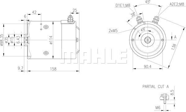 MAHLE DC Motor 24V 2.2Kw CW MM 205