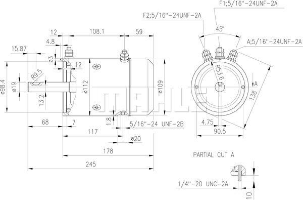 MAHLE DC Motor 24V 2.0Kw Bi-Directional MM 274