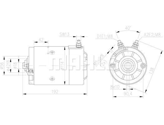 MAHLE DC Motor 24V 2.2Kw CW MM 62