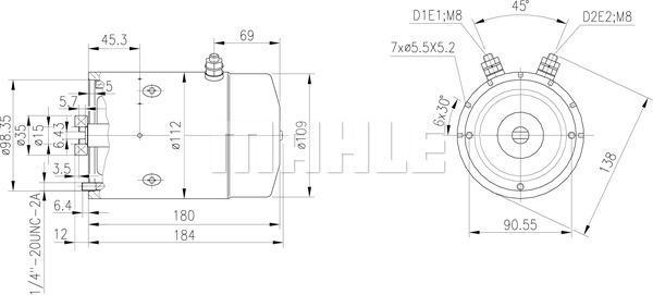 MAHLE DC Motor 24V 2.1Kw CCW MM 88