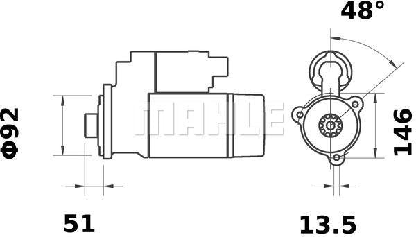 MAHLE Starter Motor 12V 10TH MS 101