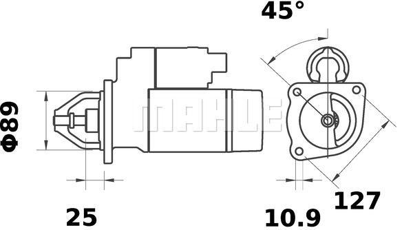 MAHLE Starter Motor 24V 10TH MS 443