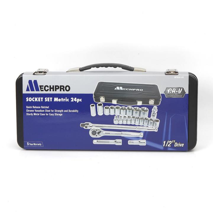 Mechpro Socket Set Metric 1/2In Drive 24pc