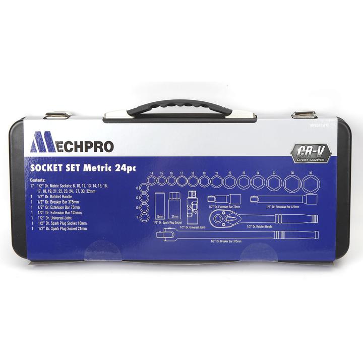 Mechpro Socket Set Metric 1/2In Drive 24pc