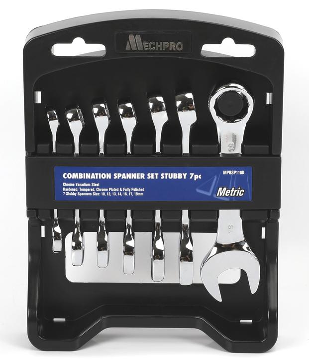 Mechpro Stubby Combination Spanner Set Metric 7pc MPBSP116K