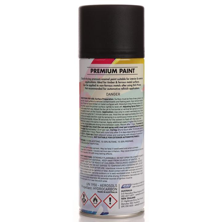 Motortech Aerosol Spray Enamel Matt Black 250g MT013