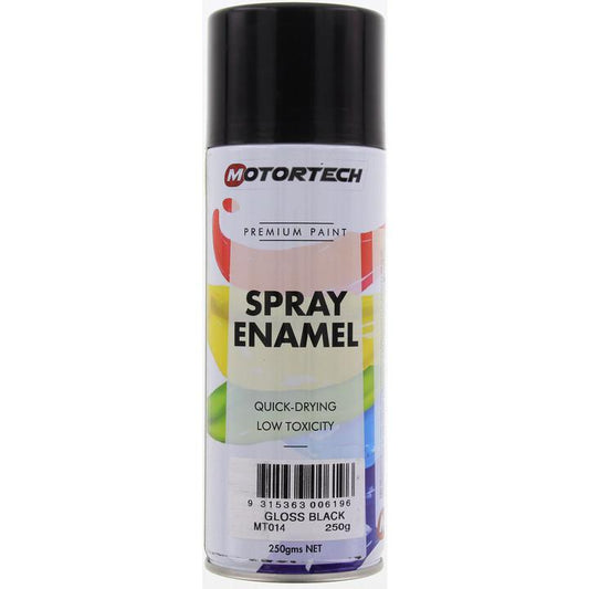Motortech Aerosol Spray Enamel Gloss Black 250g MT014
