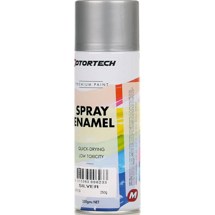 Motortech Aerosol Spray Enamel Silver 250g MT019
