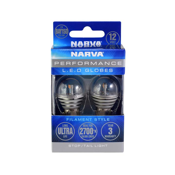 Narva LED BAY15D Globe P21/5W 2700K Blister Pack Pair 18224BL