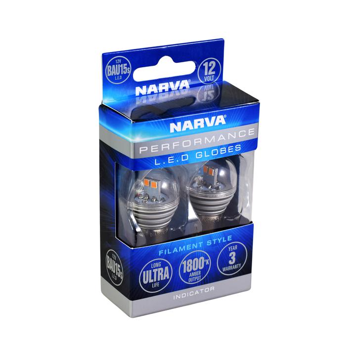 Narva 12V BAU15S LED Globes  Amber Indicator Light 1800K 2PK 18232BL