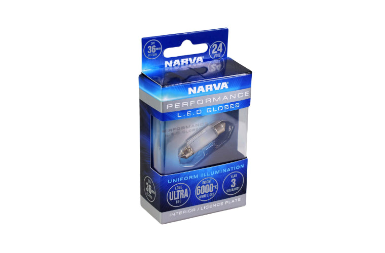 Narva LED Cool White Festoon Globe 24V 36mm Blister Pack 18312BL
