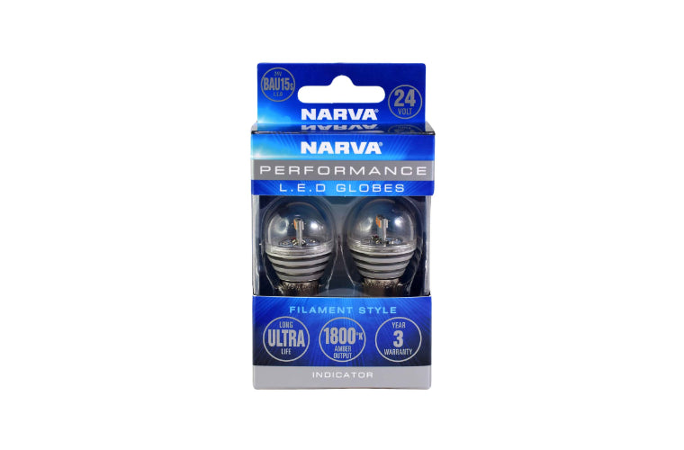Narva LED Festoon Indicator Globe Amber BAU15S 24V 310Lm Twin Pack 18312BL