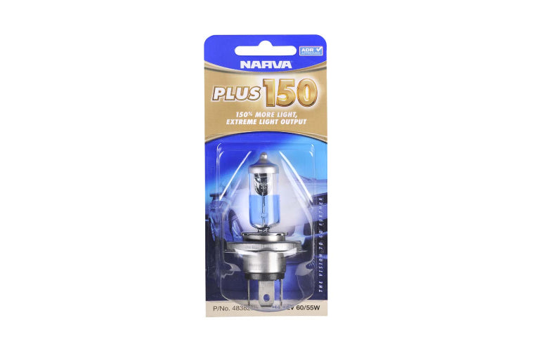 Narva Plus 150 Halogen Headlight Globe H4 P43T 12V 60/55W 48382BL