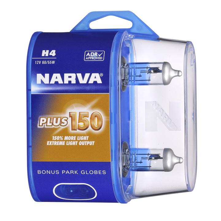 Narva H4 12V 60/55W Plus 150 Halogen Headlight Globes 2Pk