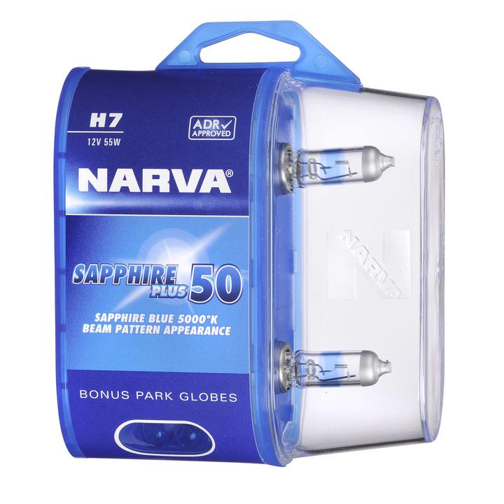 Narva H7 12V 55W Sapphire Plus 50 Halogen Headlight Globes 2Pk