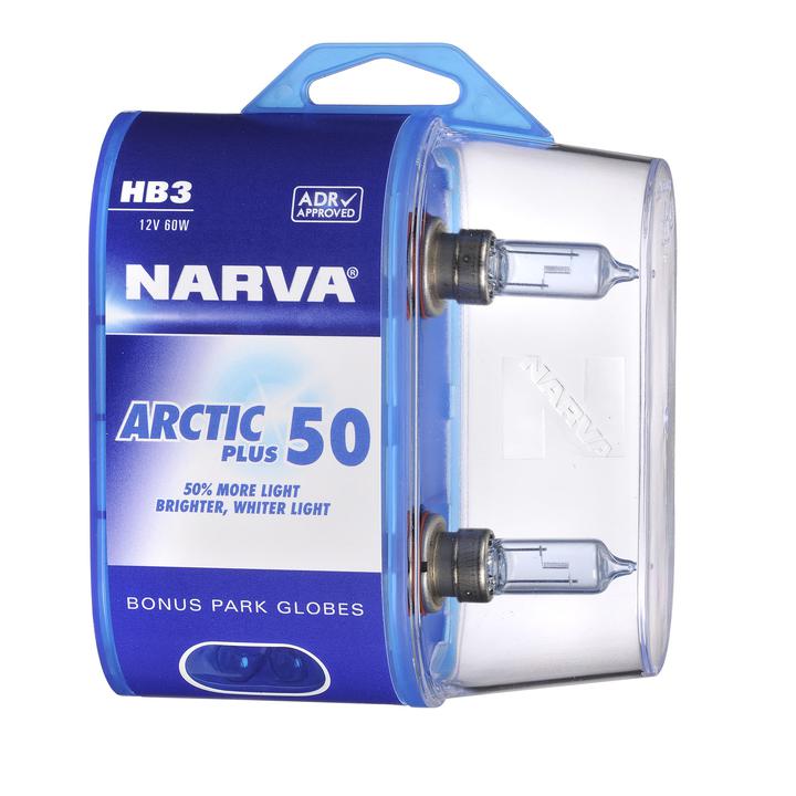 Narva HB3 12V 60W Arctic Plus 50 Halogen Headlight Globes 2Pk