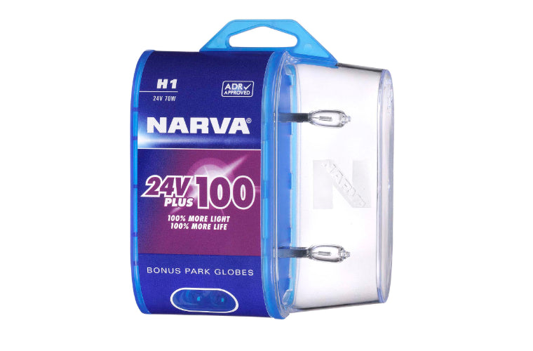 Narva H1 24V 70W Plus 100 Long Life Headlight Globes 2Pk 48705BL2