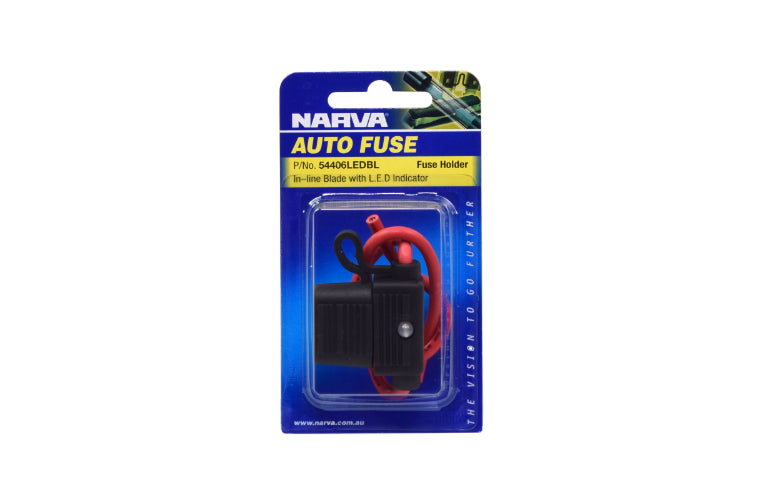 Narva In-Line Stadard ATS Blade Fuse Holder with Weather Proof Cap & LED Indicator 54406LEDBL