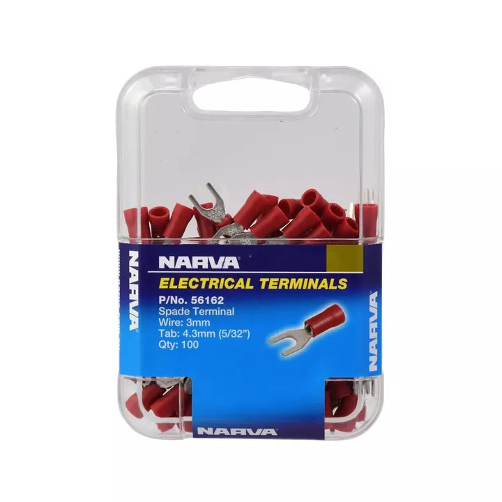 Narva Terminals Spade 4.3mm Red (100Pk) 56162