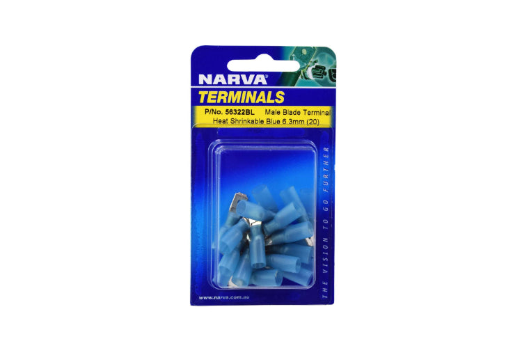 Narva Terminal Male Blade Blue 6.3 x 0.8mm (20Pk) 56322BL