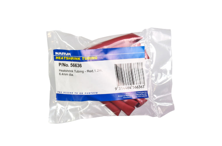 Narva Heatshrink 6.4mm x 1.2m Red 56636