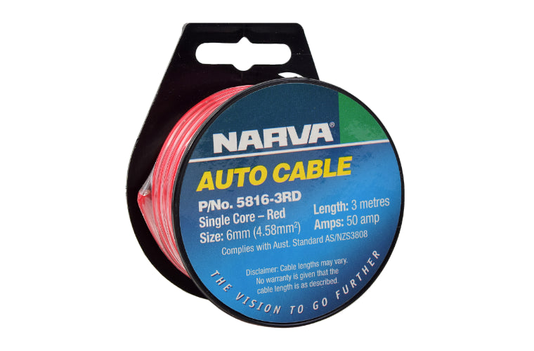 Narva Cable Single Core 50A 6mm x 3m 5816-3RD