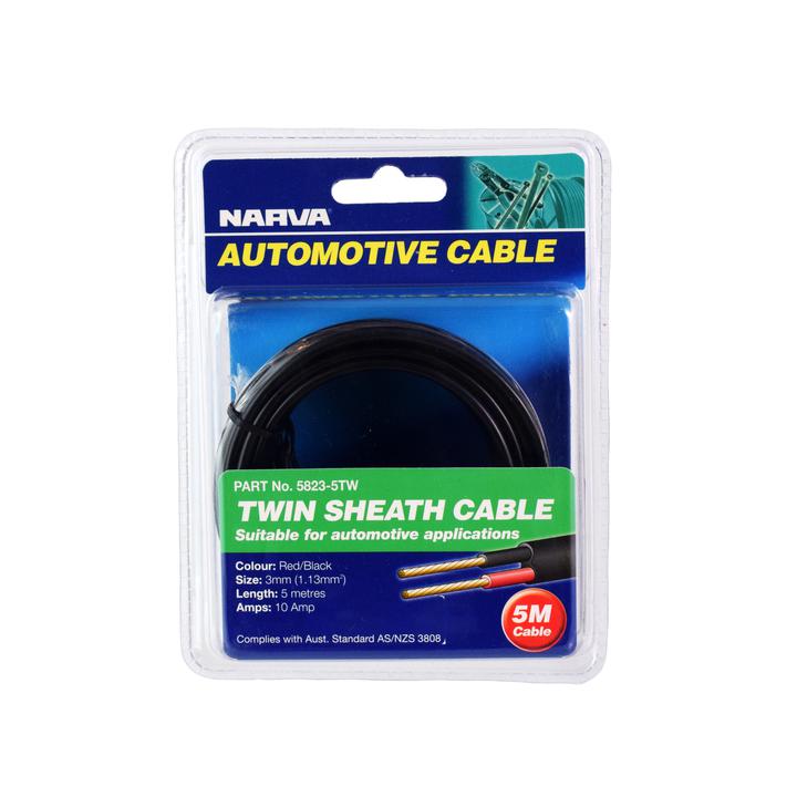 Narva Cable Twin Core 10A 3mm x 5m 5823-5TW
