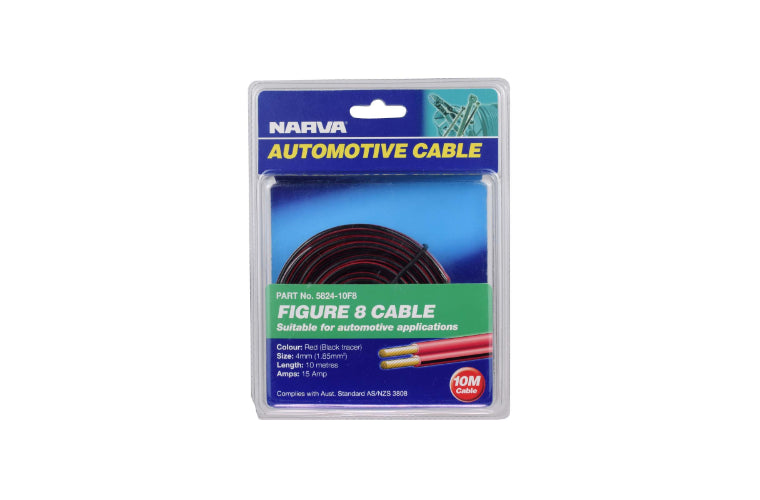 Narva Figure 8 Cable Twin Core 15A 4mm Red/Black 5824-10F8