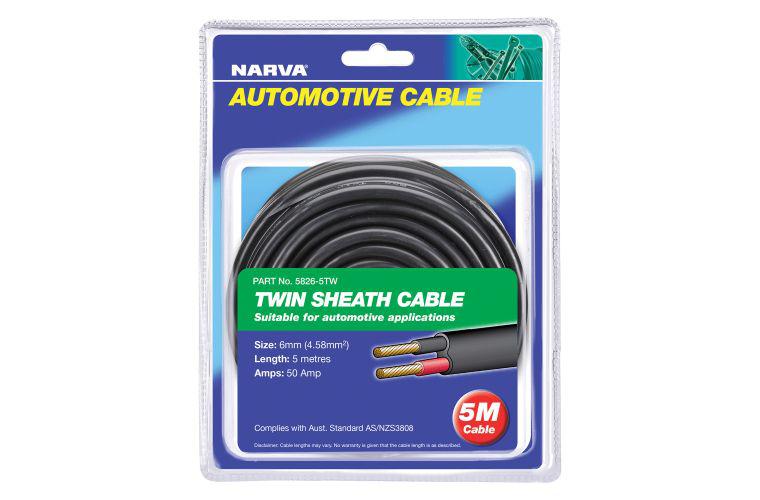 Narva Cable Twin Core 50A 6mm x 5m 5826-5TW