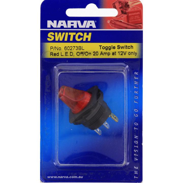 Narva Switch Toggle Illuminated On Off Red 60273BL