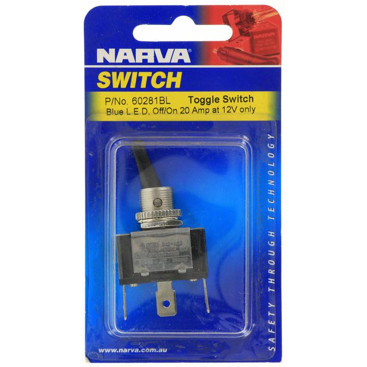 Narva Switch Toggle Illuminated On Off HD Blue 60281BL