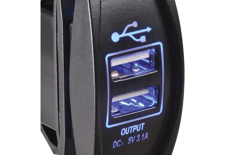 Narva Socket Dual USB 2 Port 12/24V 63218BL